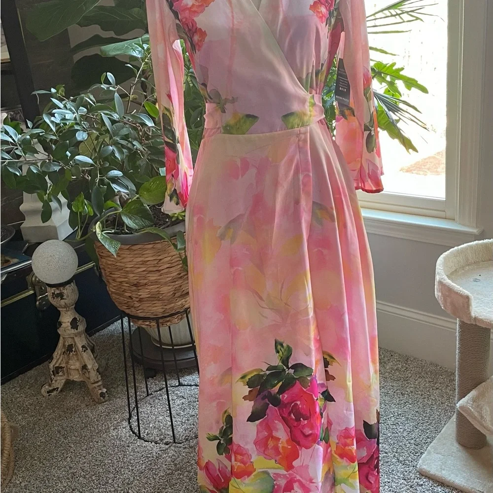 Boston Proper Watercolor Floral Print Maxi dress in SZ S NWT - Picture 11 of 11